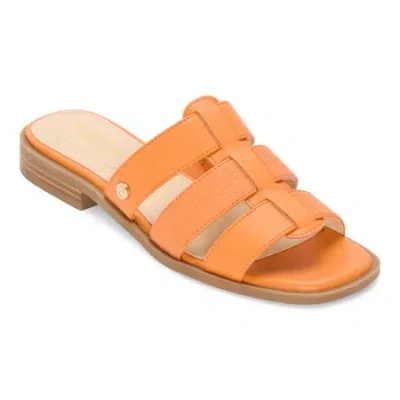 Liz Claiborne Womens Meridian Flat Sandals In Orange
