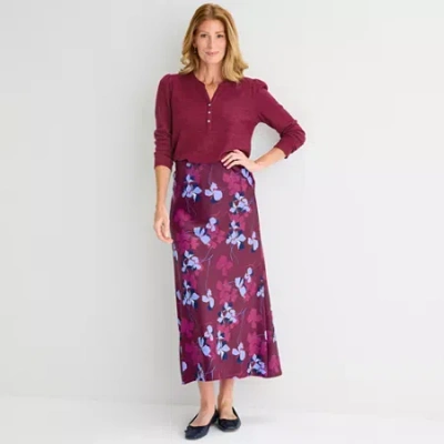 Liz Claiborne Womens Mid Rise Long A-line Skirt In Red