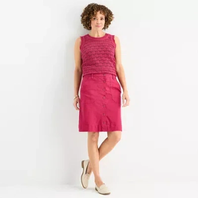 Liz Claiborne Womens Mid Rise Midi A-line Skirt In Red