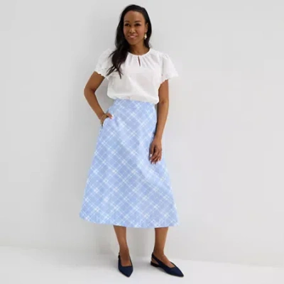 Liz Claiborne Womens Mid Rise Midi Full Skirt In Blue