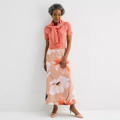 Liz Claiborne Womens Mid Rise Midi Full Skirt In Brown