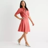 Liz Claiborne Womens Mid Rise Midi Pleated Skirt In Pink