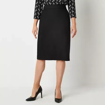 Liz Claiborne Womens Mid Rise Pencil Skirt In Black