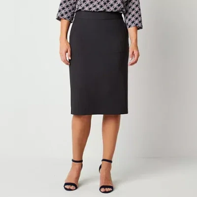 Liz Claiborne Womens Mid Rise Pencil Skirt In Gray
