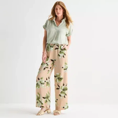 Liz Claiborne Womens Mid Rise Pull-on Pant In Brown