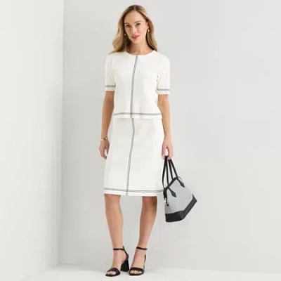 Liz Claiborne Womens Mid Rise Sweater A-line Skirt In White