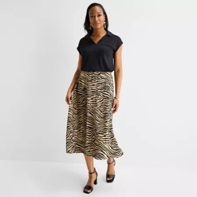 Liz Claiborne Womens Midi A-line Skirt In Black
