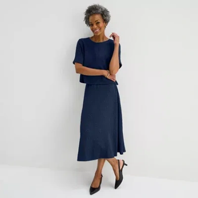 Liz Claiborne Womens Midi Full Skirt In Blue
