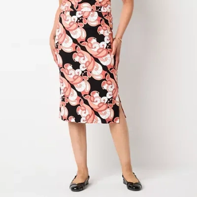 Liz Claiborne Womens Midi Pencil Skirt In Pink