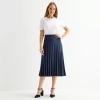 Liz Claiborne Womens Midi Pleated Skirt In Blue
