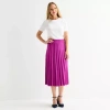 Liz Claiborne Womens Midi Pleated Skirt In Purple