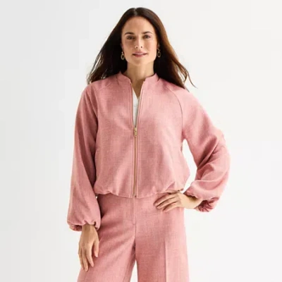 Liz Claiborne Womens Midweight Bomber Jacket In Pink