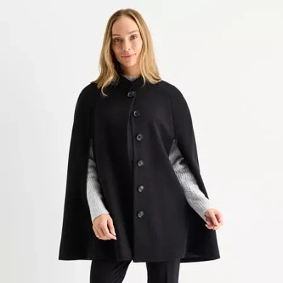 Liz Claiborne Womens Midweight Topcoat Coat In Black