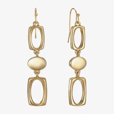 Liz Claiborne Womens Oval Drop Earrings In Gold