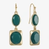 Liz Claiborne Womens Oval Rectangular Drop Earrings In Green