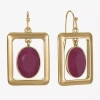 Liz Claiborne Womens Oval Rectangular Drop Earrings In Gold