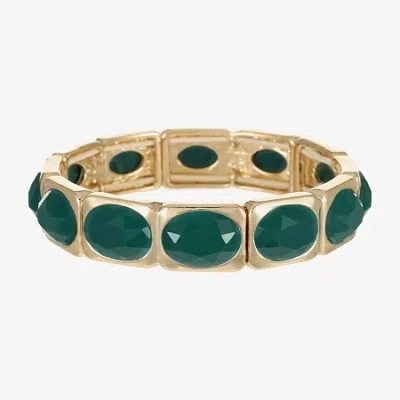 Liz Claiborne Womens Oval Rectangular Stretch Bracelet In Green