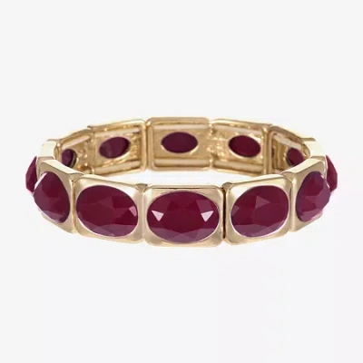 Liz Claiborne Womens Oval Rectangular Stretch Bracelet In Red