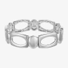 Liz Claiborne Womens Oval Rectangular Stretch Bracelet In Silver