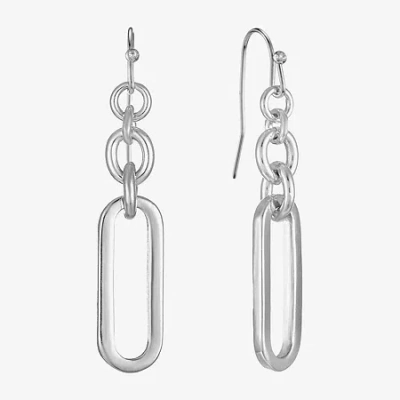 Liz Claiborne Womens Paperclip Drop Earrings In Metallic