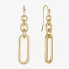 Liz Claiborne Womens Paperclip Drop Earrings In Gold