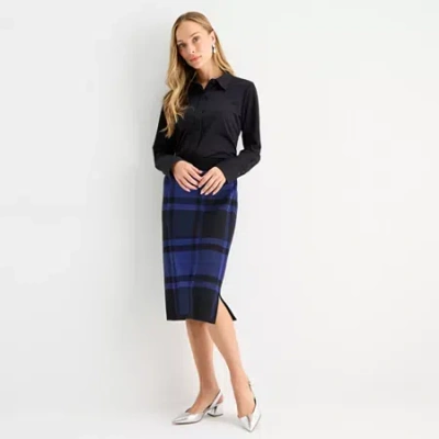 Liz Claiborne Womens Pencil Skirt In Blue