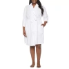 Liz Claiborne Womens Plus 3/4 Sleeve Knee Length Robe In White