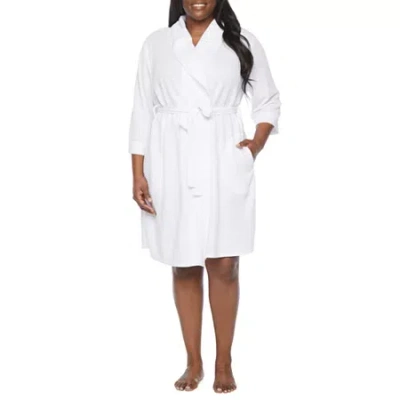 Liz Claiborne Womens Plus 3/4 Sleeve Knee Length Robe In White