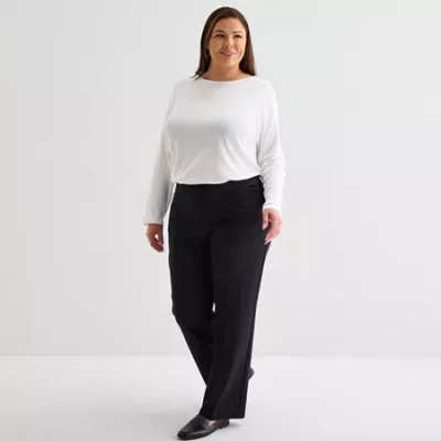 Liz Claiborne Womens Plus Ankle Mid Rise Ankle Pant In Black
