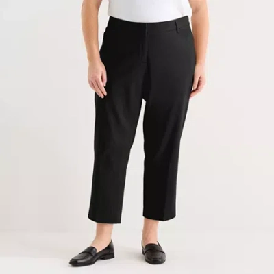 Liz Claiborne Womens Plus Ankle Mid Rise Ankle Pant In Black