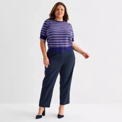 Liz Claiborne Womens Plus Ankle Mid Rise Ankle Pant In Blue