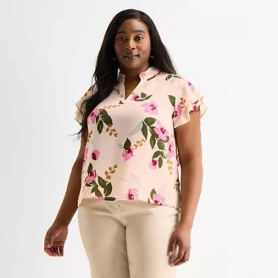 Liz Claiborne Womens Plus Blouse In Pink