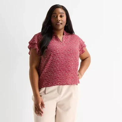 Liz Claiborne Womens Plus Blouse In Pink