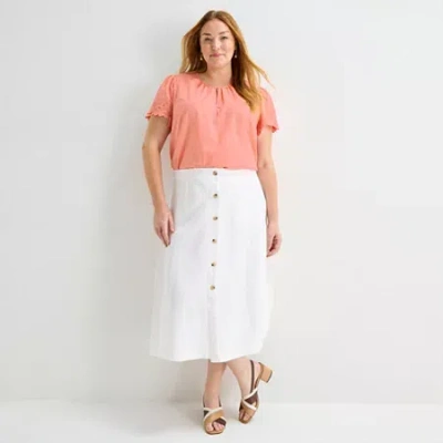 Liz Claiborne Womens Plus Long Full Skirt In White