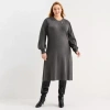 Liz Claiborne Womens Plus Long Sleeve Midi Sweater Dress In Gray