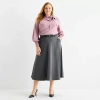 Liz Claiborne Womens Plus Mid Rise Midi A-line Skirt In Gray