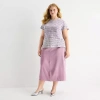 Liz Claiborne Womens Plus Mid Rise Midi A-line Skirt In Purple