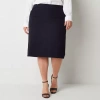 Liz Claiborne Womens Plus Mid Rise Pencil Skirt In Blue