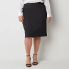 Liz Claiborne Womens Plus Mid Rise Pencil Skirt In Gray