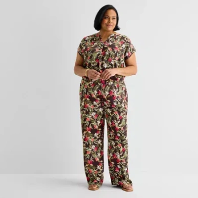 Liz Claiborne Womens Plus Mid Rise Pull-on Pant In Multi
