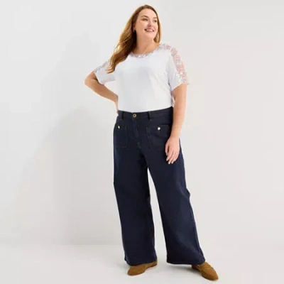 Liz Claiborne Womens Plus Mid Rise Wide Leg Jean In Multi