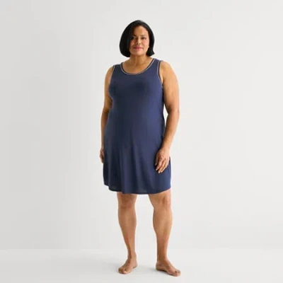 Liz Claiborne Womens Plus Sleeveless Crew Neck Nightshirt In Burgundy