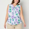 Liz Claiborne Womens Plus Split Crew Neck Sleeveless Tank Top In Purple