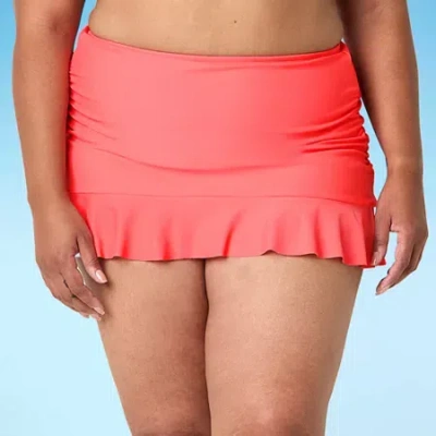 Liz Claiborne Womens Plus Swim Skirt In Orange