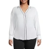 Liz Claiborne Womens Plus Vent Long Sleeve Regular Fit Button-down Shirt In White