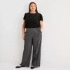 Liz Claiborne Womens Plus Wide Leg Mid Rise Pull-on Pant In Gray