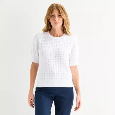 Liz Claiborne Womens Pullover Sweater In White