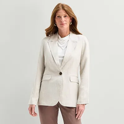 Liz Claiborne Womens Regular Fit Blazer In Beige