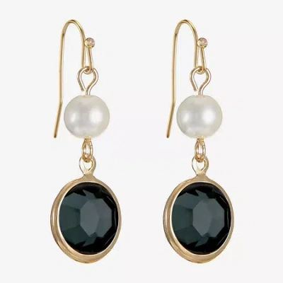 Liz Claiborne Womens Round Drop Earrings In Black