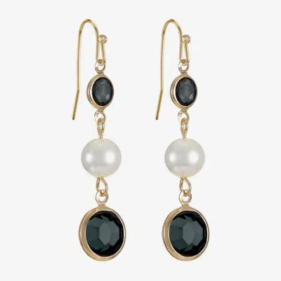 Liz Claiborne Womens Round Drop Earrings In Black